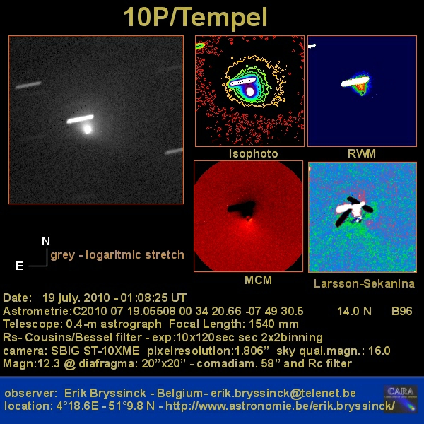 image comet 10P/TEMPEL 19 july 2010 - Erik Bryssinck - BRIXIIS Observatory (B96 observatory)