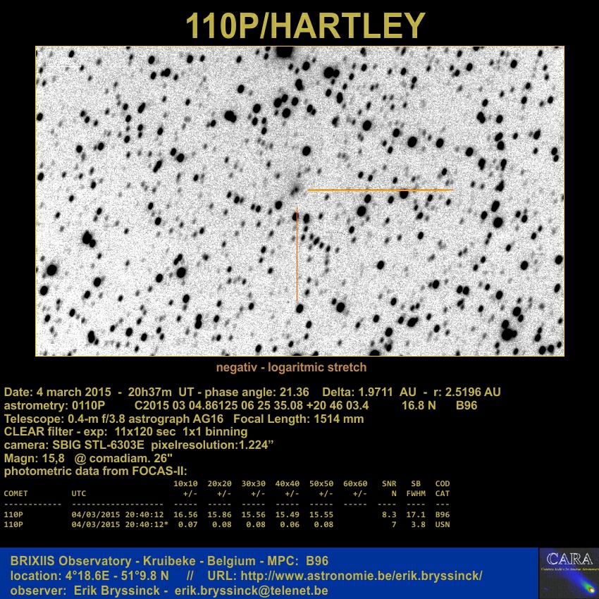 image comet 110P/Hartley by Erik Bryssinck from BRIXIIS Observatory on 4 march 2015