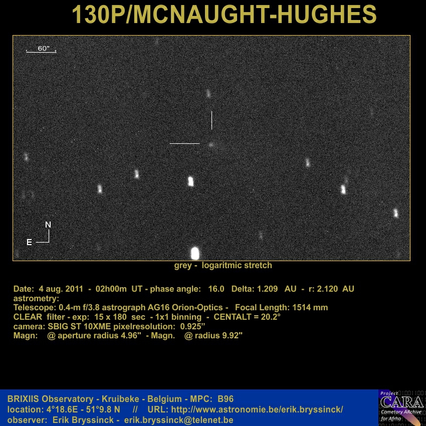 comet 130P/MCNAUGHT-HUGHES, Erik Bryssinck, 4 aug. 2011