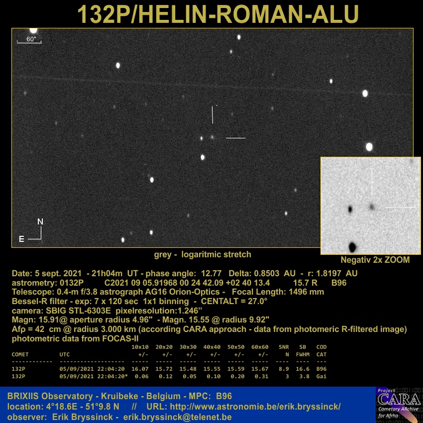 comet 132P/HELIN-ROMAN-ALU, 5 sept. 2021, Erik Bryssinck