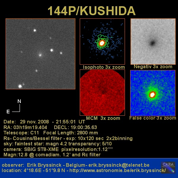 comet 144P/KUSHIDA on 28 nov. 2008