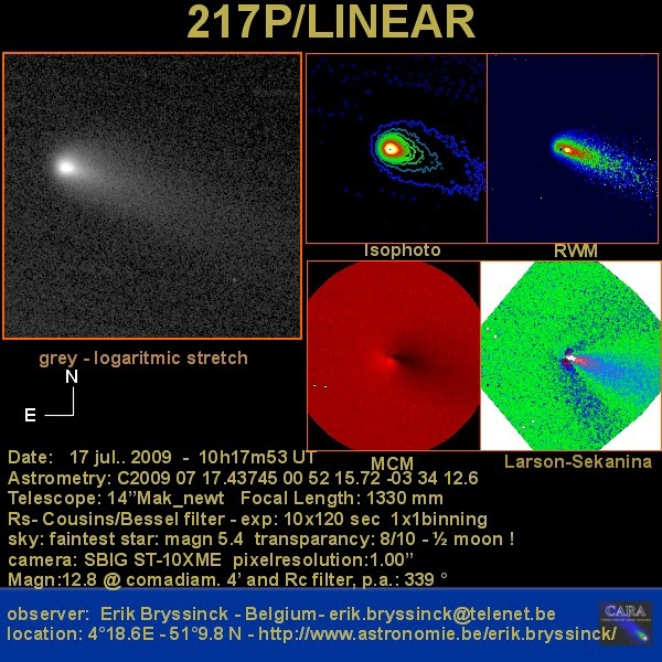 comet 217P/LINEAR on 17 july 2009, Erik Bryssinck