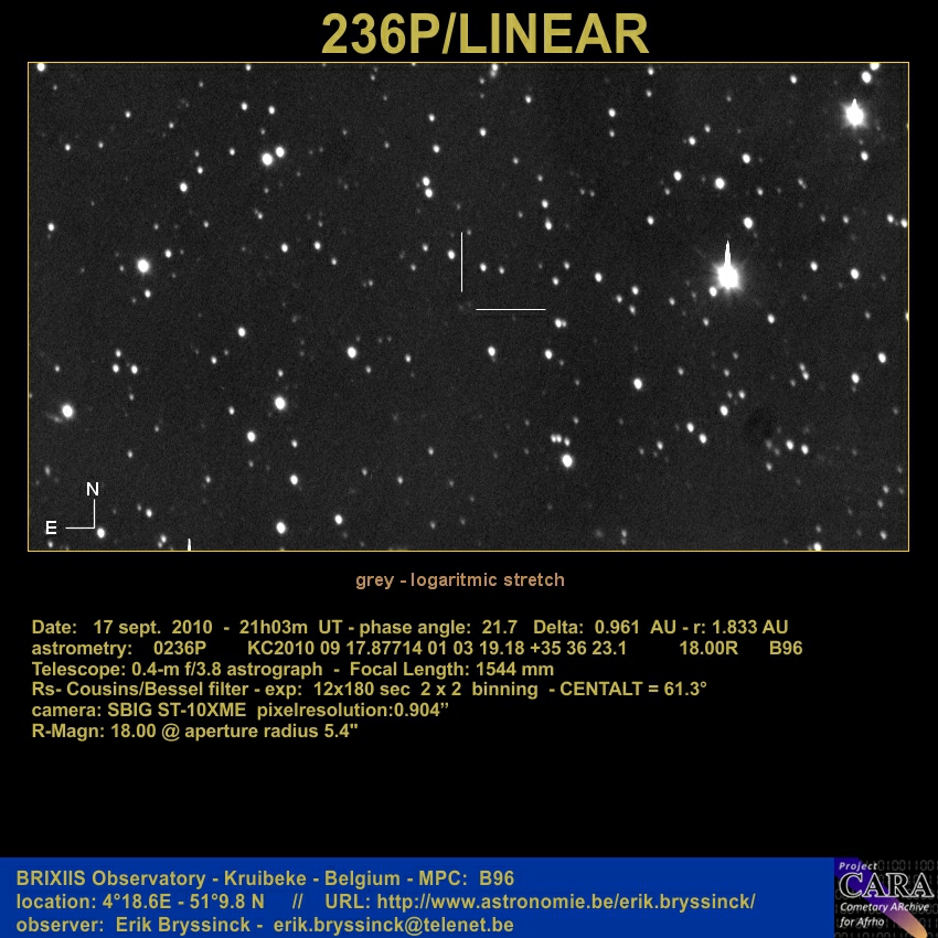 comet 236P/LINEAR, 17 sept. 2010, Erik Bryssinck