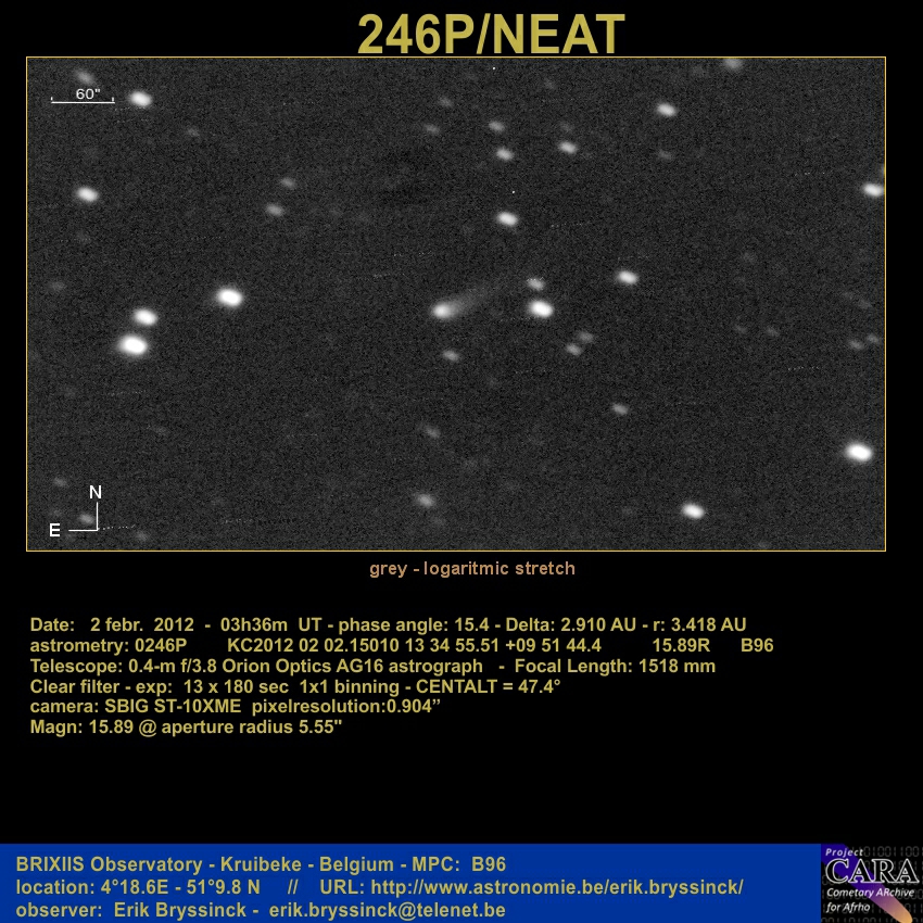 comet 246P/NEAT, 2 febr. 2012, Erik Bryssinck