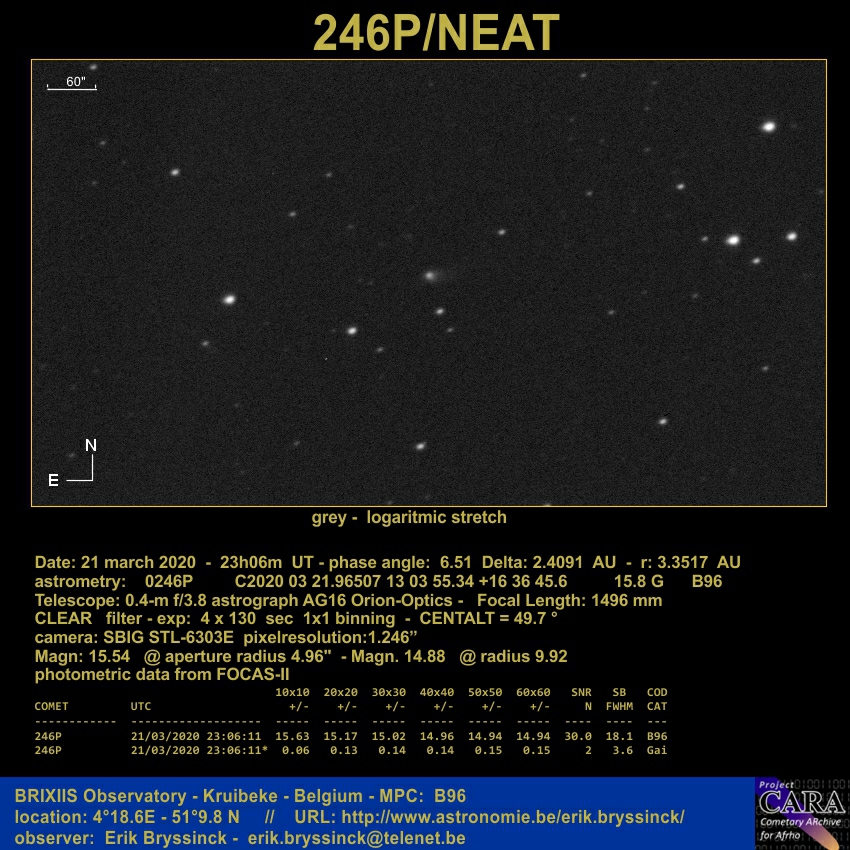 comet 246P/NEAT, 21 march 2020, Erik Bryssinck