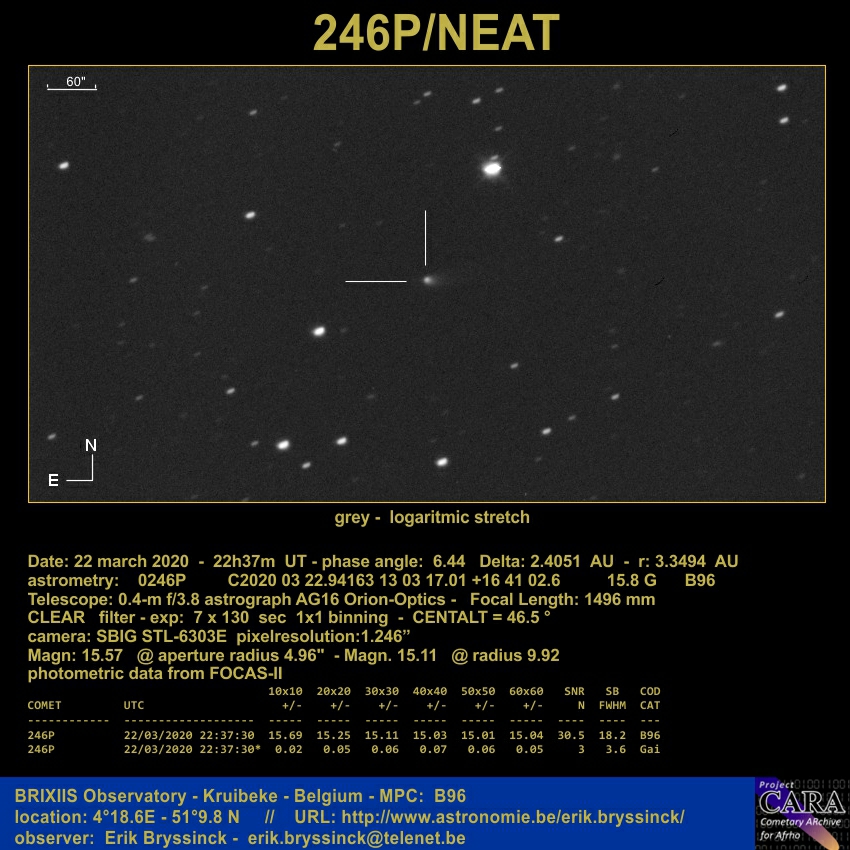 comet 246P/NEAT, 22 march 2020, Erik Bryssinck