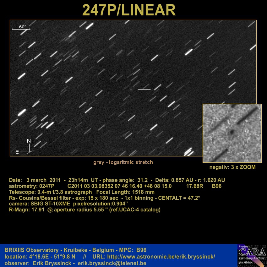 comet P/2010 V3 (LINEAR, comet 247P/LINEAR, 3 march 2011, Erik Bryssinck