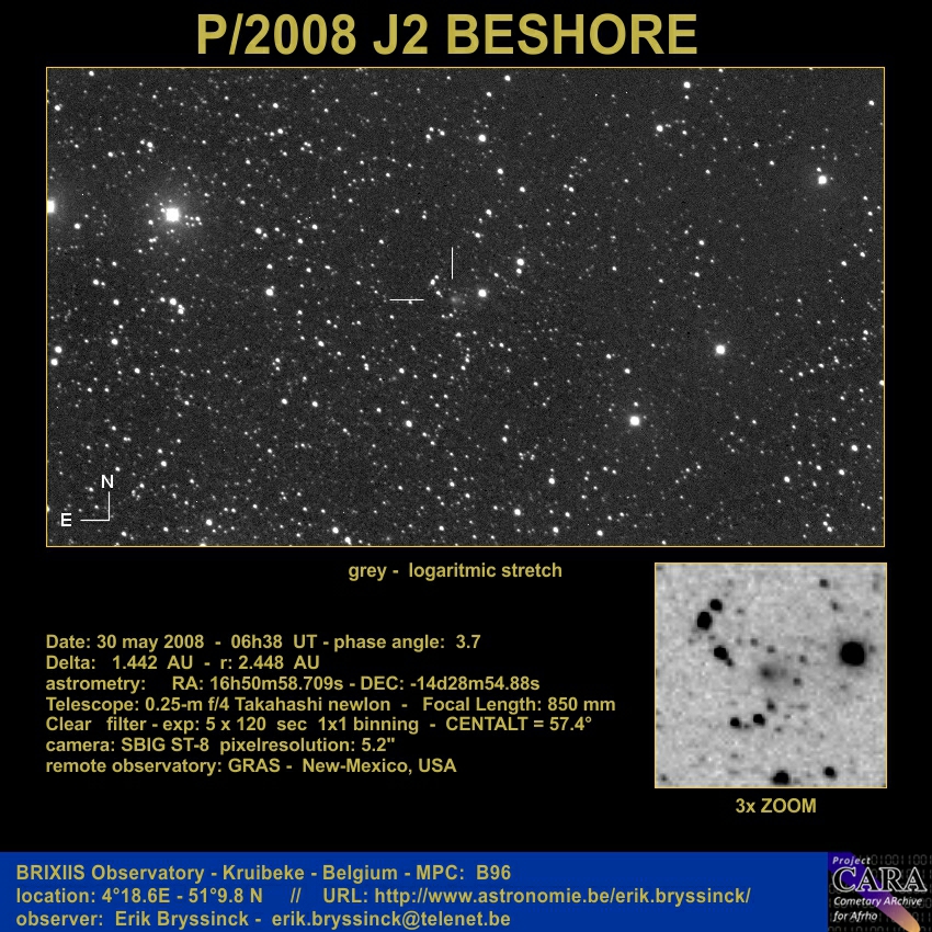 comet P/2008 J2 (BESHORE), comet 297P/BESHORE, 30 may 2008, Erik Bryssinck