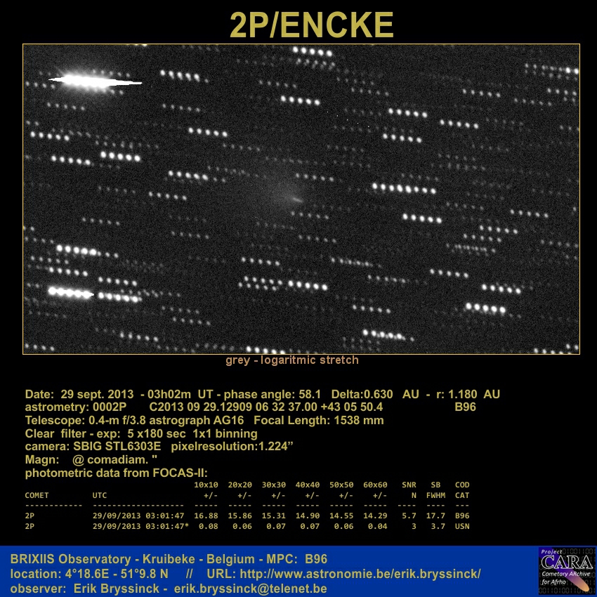 comet 2P/ENCKE, 29 sept. 2013, Erik Bryssinck