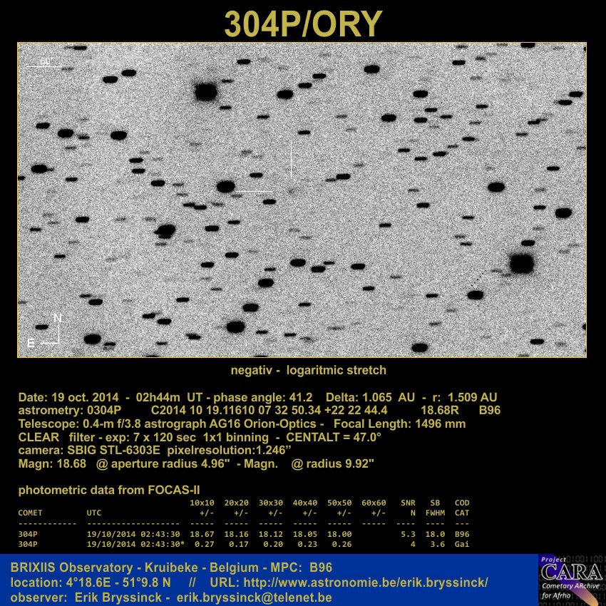 comet 304P/ORY, 19 oct. 2014, Erik Bryssinck