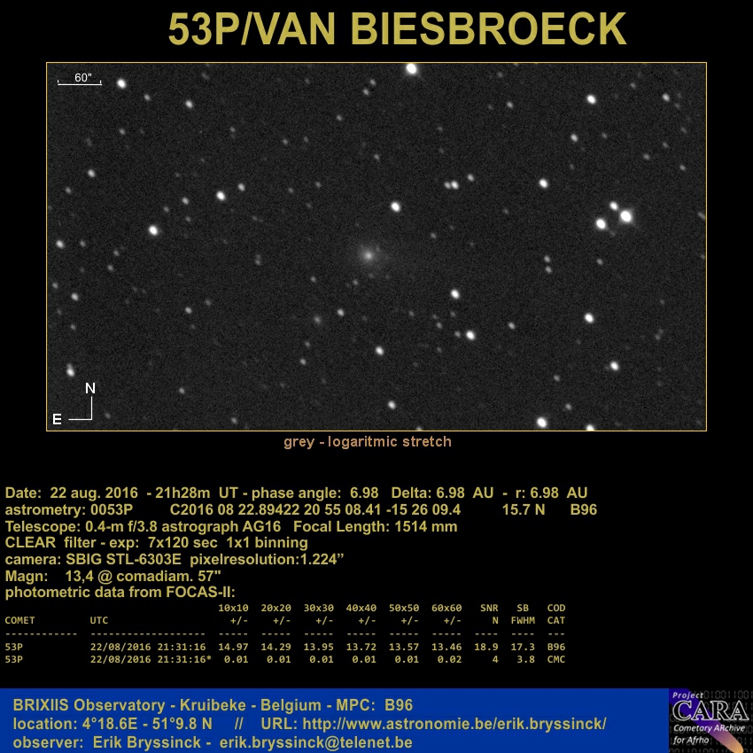 image comet 53P on 22 aug 2016 by Erik Bryssinck