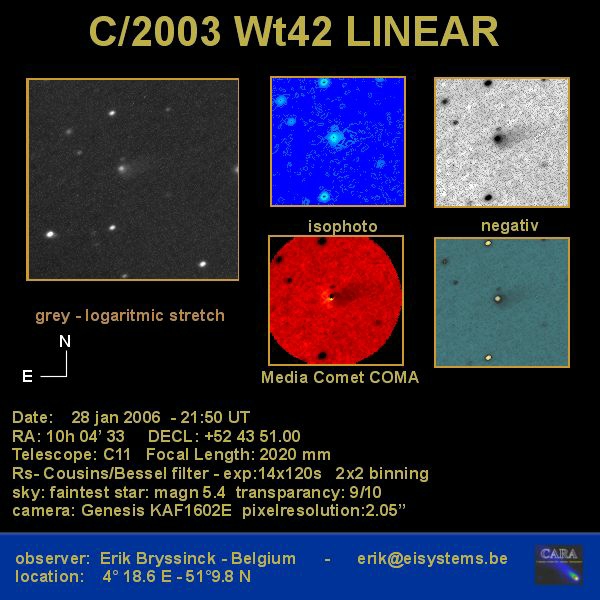comet C/2003 WT42 (LINEAR), Erik Bryssinck, BRIXIIS Observatory