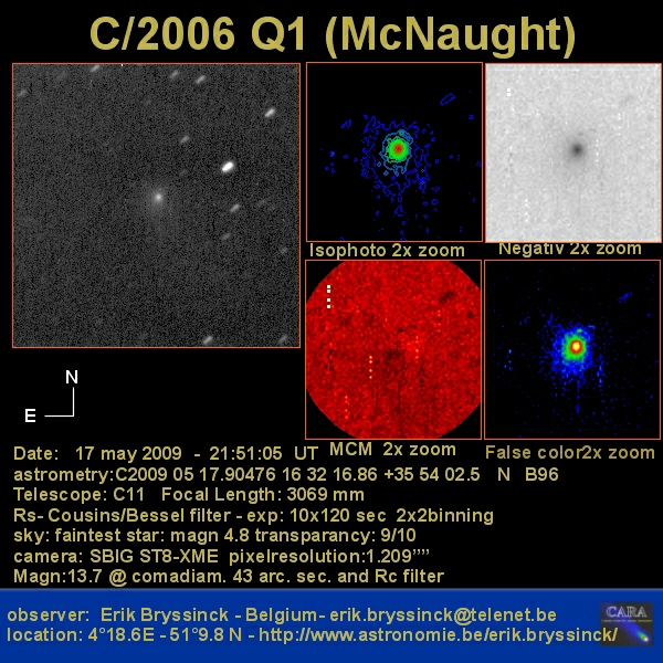 comet C/2006 Q1 (McNAUGHT) on 17 may 2009, Erik Bryssinck, BRIXIIS Observatory, B96 observatory, VVS, CARA