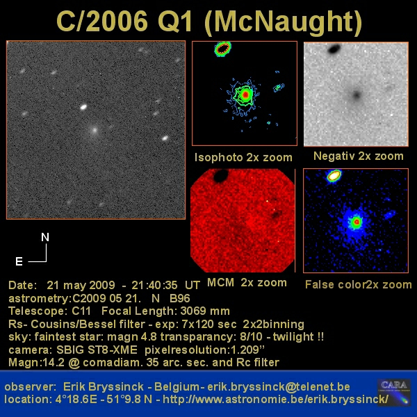 comet C/2006 Q1 (McNAUGHT) on 21 may 2009, Erik Bryssinck, BRIXIIS Observatory, B96 observatory, VVS, CARA