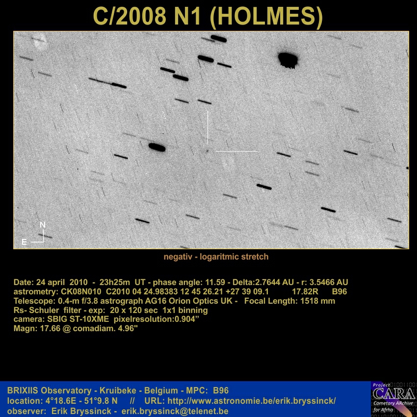 Comet C/2008 N1 (HOLMES)  on  24 april 2010, Erik Bryssinck