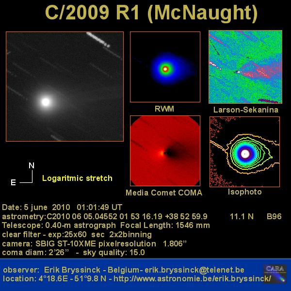 comet C/2009 R1 (McNAUGHT) on 5 june 2010, Erik Bryssinck