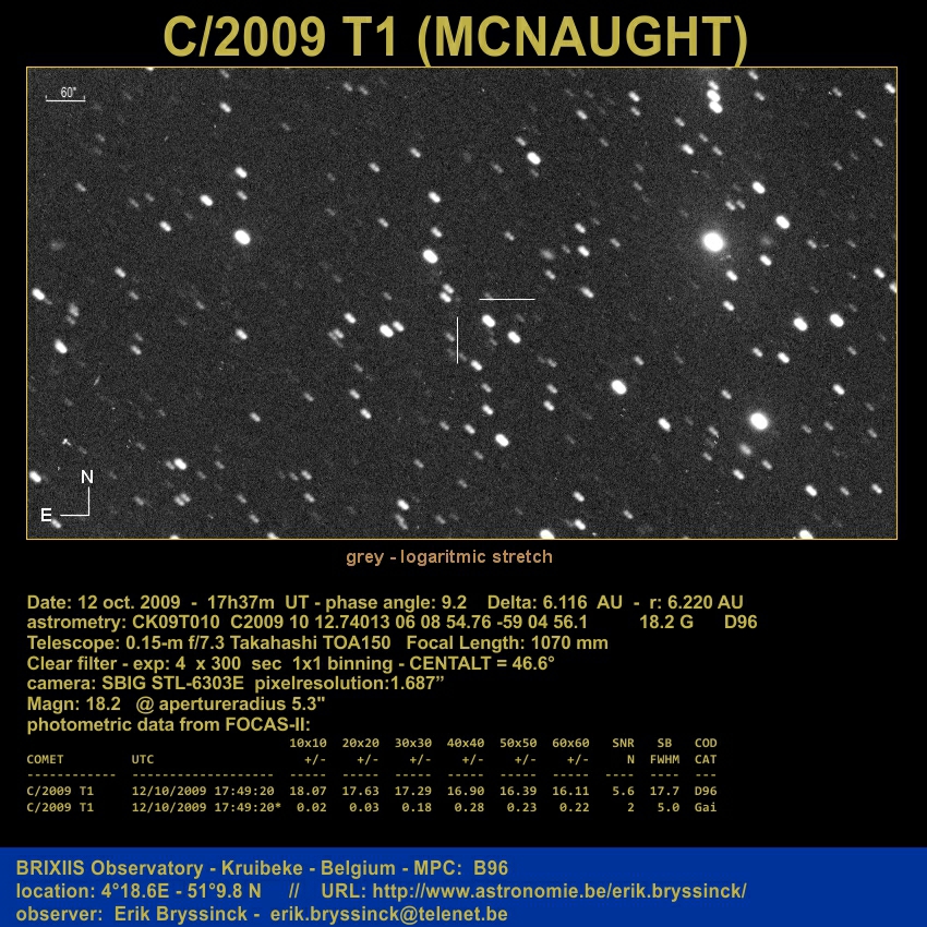 Comet C/2009 T1 (MCNAUGHT), 12 oct. 2009, Erik Bryssinck