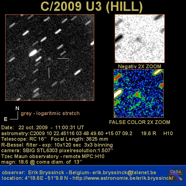 comet C/2009 U3 (HILL), 22 oct. 2009, Erik Bryssinck