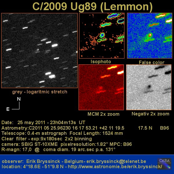 comet C/2009 UG89 (LEMMON) 25 may 2011, Erik Bryssinck