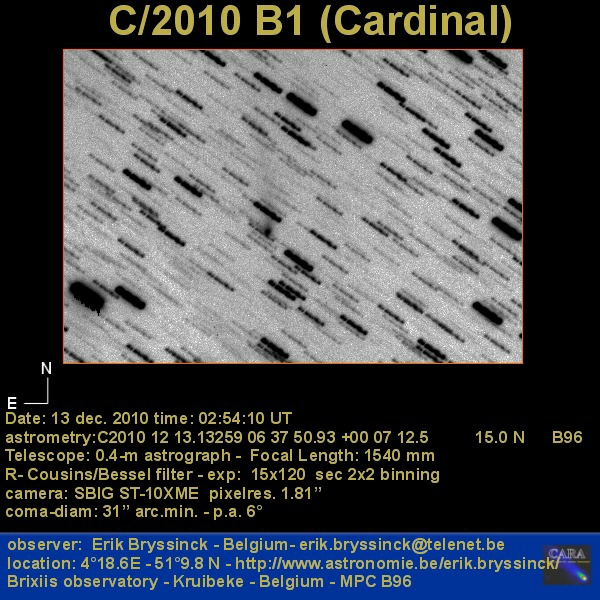 comet C/2010 B1 (CARDINAL), Erik Bryssinck, 13 dec. 2010, BRIXIIS Observatory