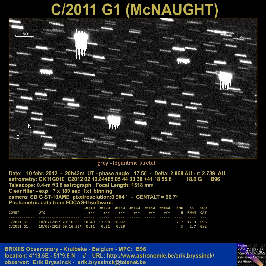 comet C/2011 G1 (McNAUGHT), 10 febr. 2010, Erik Bryssinck