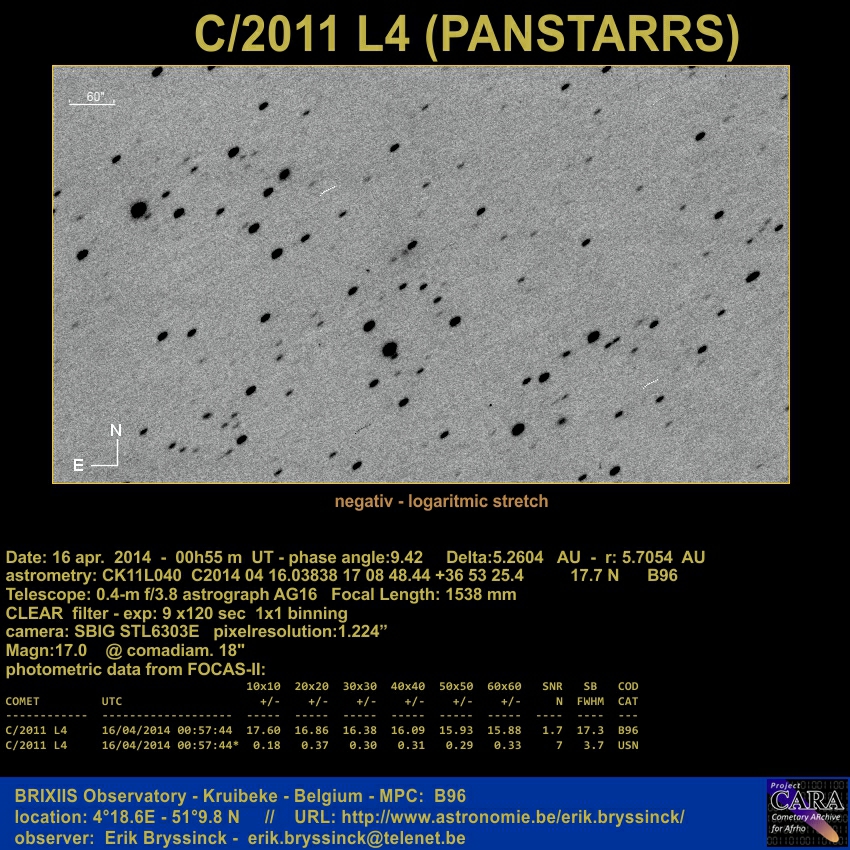 image comet C/2011 L4 - Erik Bryssinck