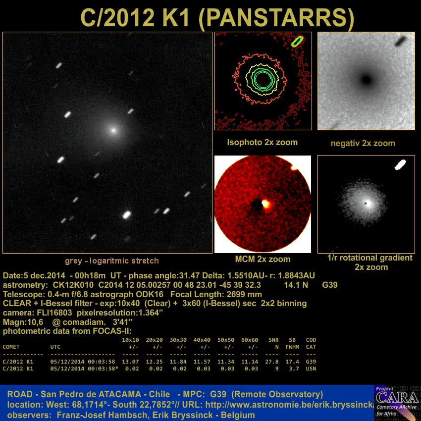 image comet C/2012 K1 - 5 dec. 2014 - Erik Bryssinck, Franz-Josef Hambsch