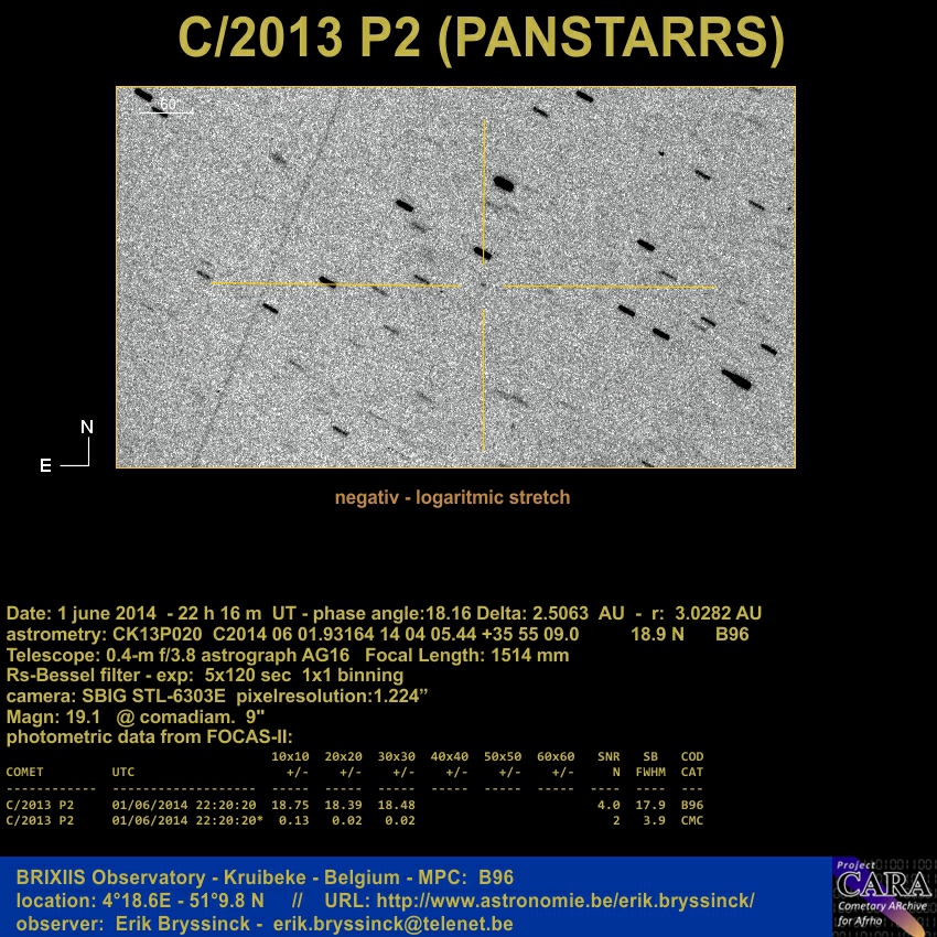 image comet C/2013 P2 (PANSTARSS° by Erik Bryssinck