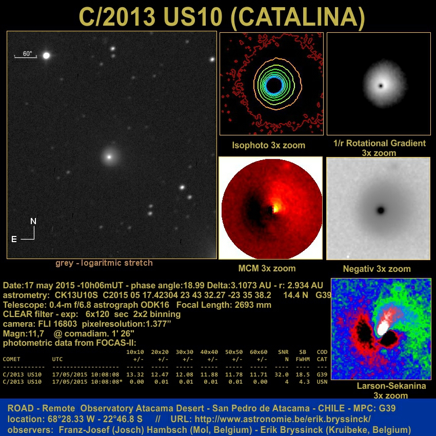 image comet C/2013 US10 (CATALINA) on 17 may 2015, by Erik Bryssinck & Franz-Josef Hambsch