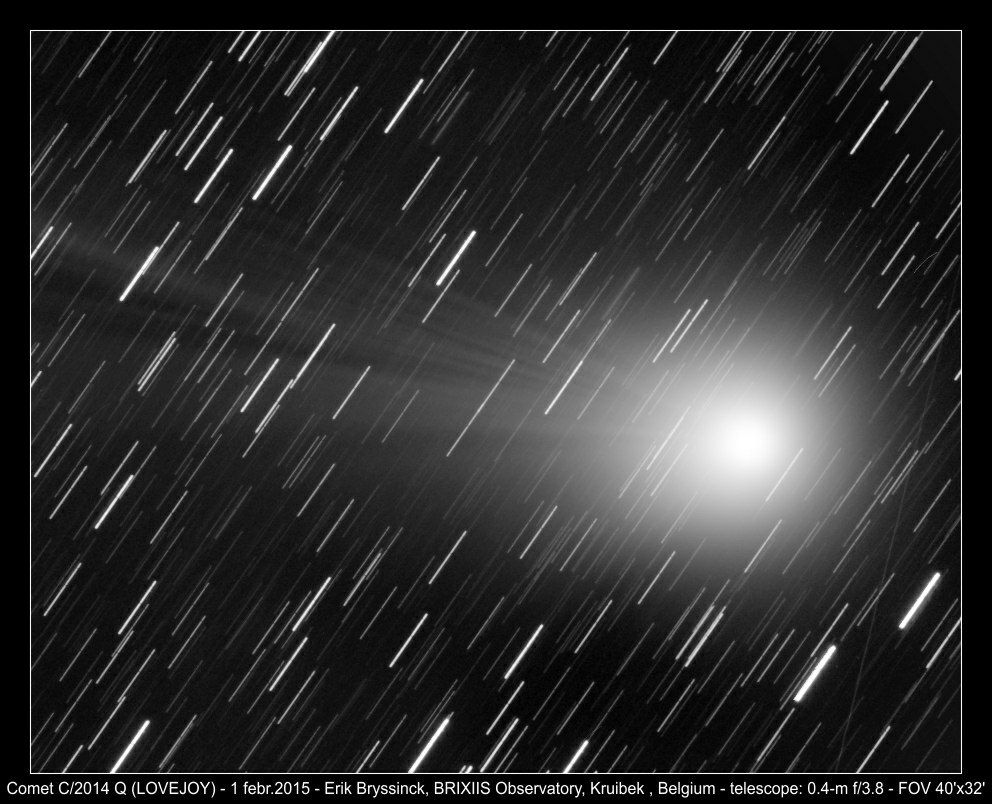 image comet C/2014 Q (LOVEJOY) on 1 febr.2015 - by Erik Bryssinck from B96 observatory, BRIXIIS Observatory