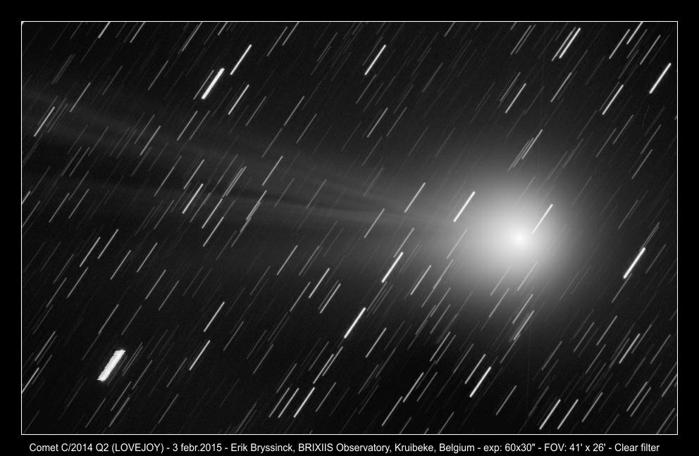 image comet C/2014 Q2 (LOVEJOY) on 3 febr. by Erik Bryssinck from BRIXIIS Observatory