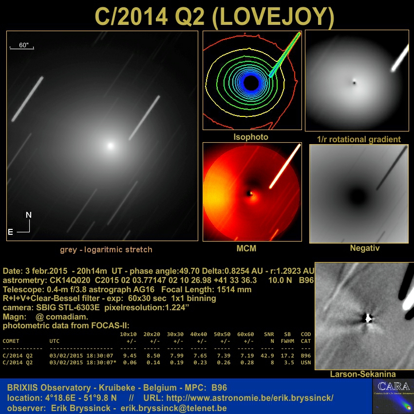 image comet C/2014 Q2 (LOVEJOY) by Erik Bryssinck on 3 febr.2015 from BRIXIIS Observatory