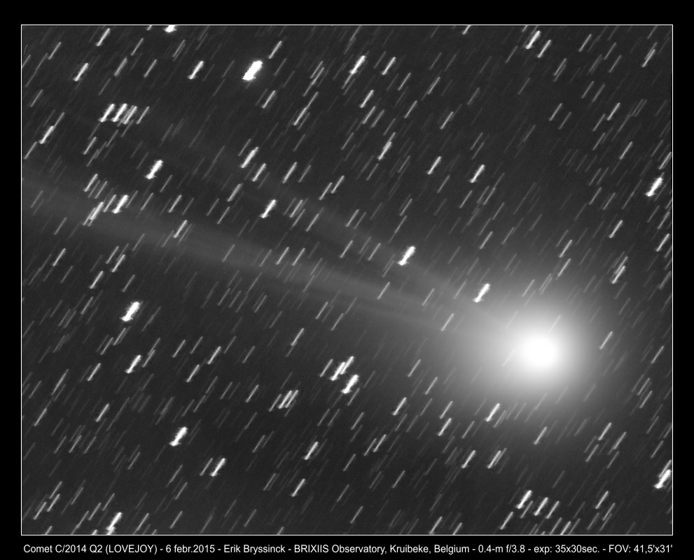 image comet C/2014 Q2 (LOVEJOY) on 6 febr.2015 by Erik Bryssinck from BRIXIIS Observatory