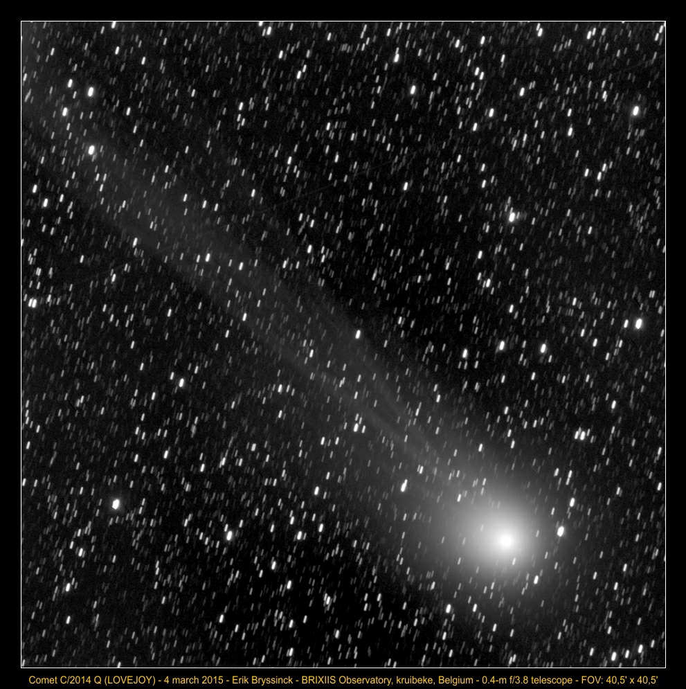 image, comet C/2014 Q2 (LOVEJOY) made by Erik Bryssinck from BRIXIIS Observatory