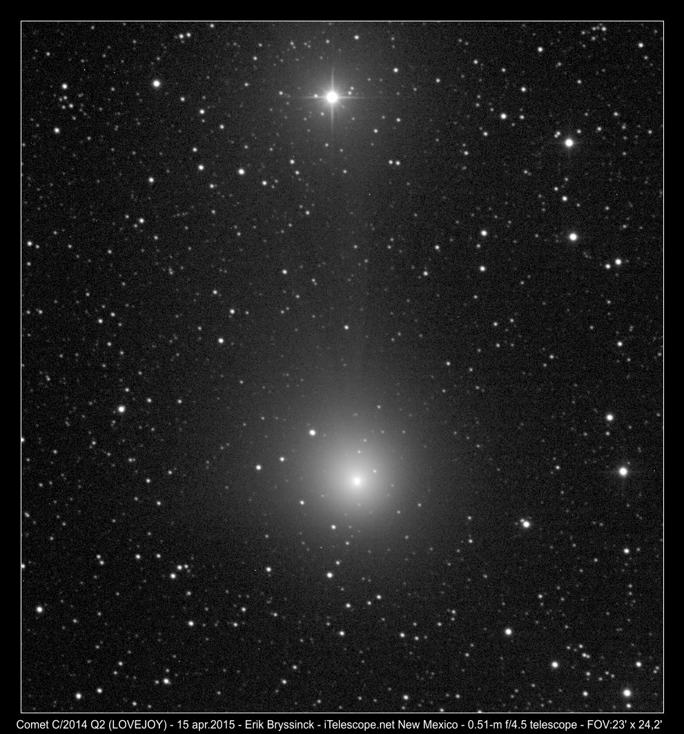 Image comet C/2014 Q2 (LOVEJOY) by Erik Bryssinck from BRIXIIS Observatory on 15 apr. 2015
