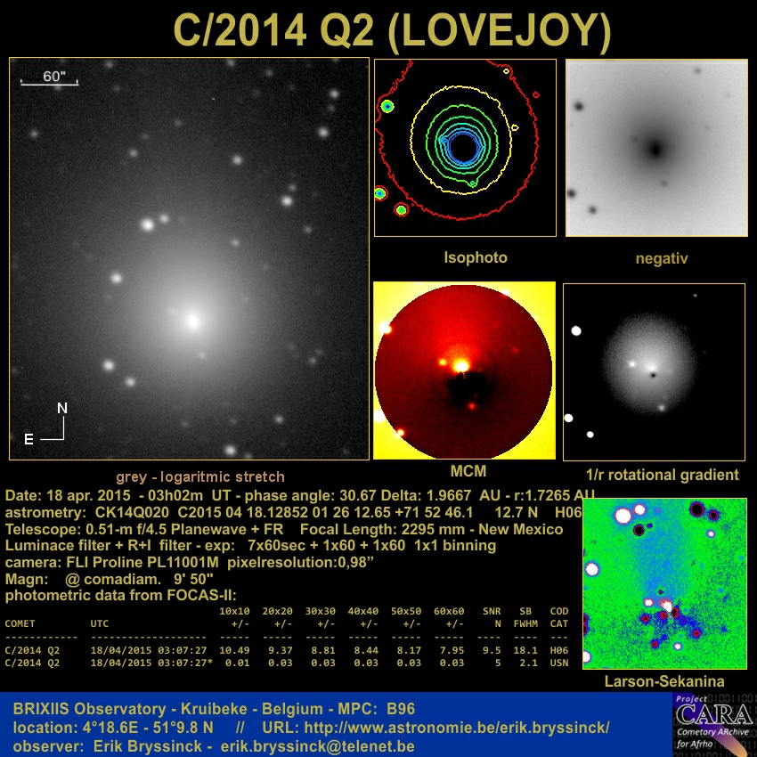 comet C/2014 Q2 (LOVEJOY) - 18 apr.2015 - Erik Bryssinck