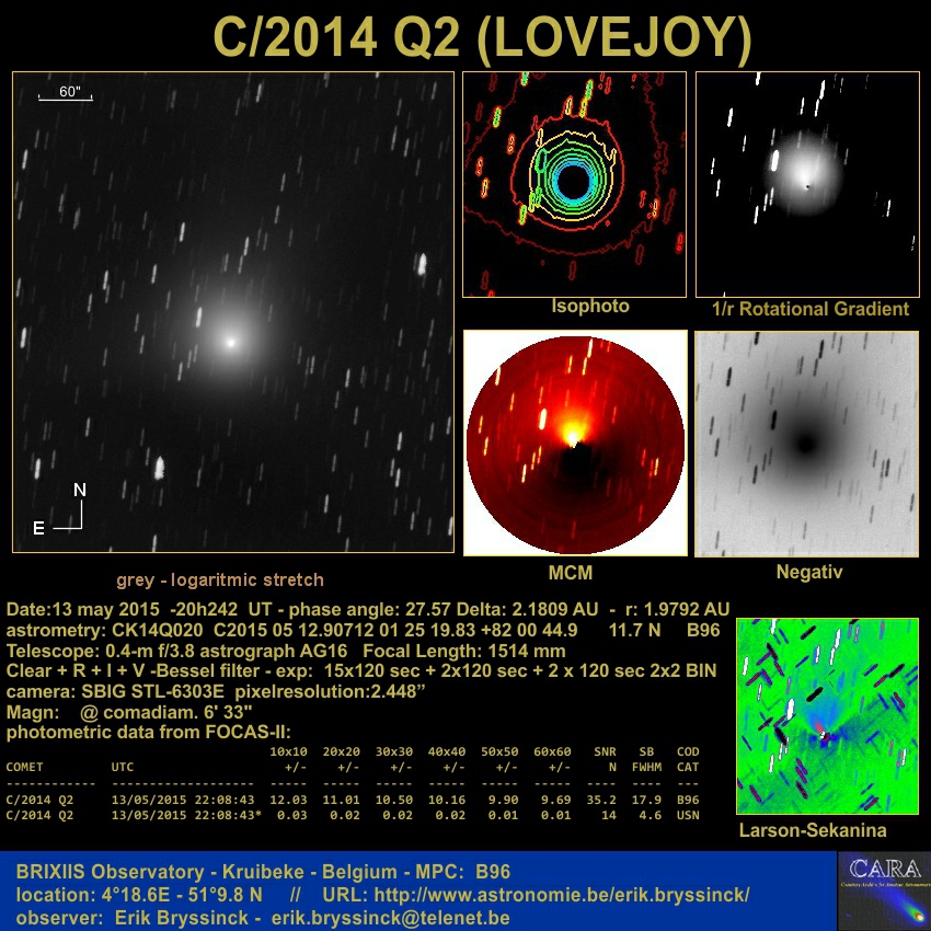 comet C/2014 Q (LOVEJOY) made by Erik Bryssinck on 13 may 2015