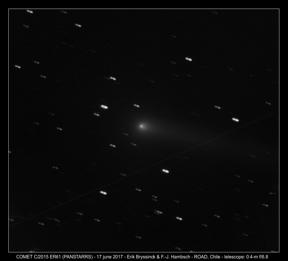 comet C/2015 ER61 (PANSTARRS) with fragment on 17 june by Erik Bryssinck & F.-J. Hambsch from ROAD, Chile observatory