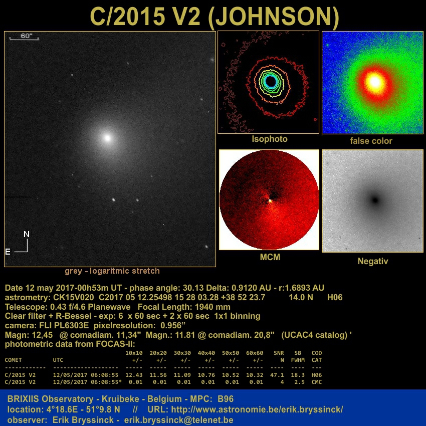 image comet C/2015 V2 (JOHNSON) by Erik Bryssinck on 12 may 2017