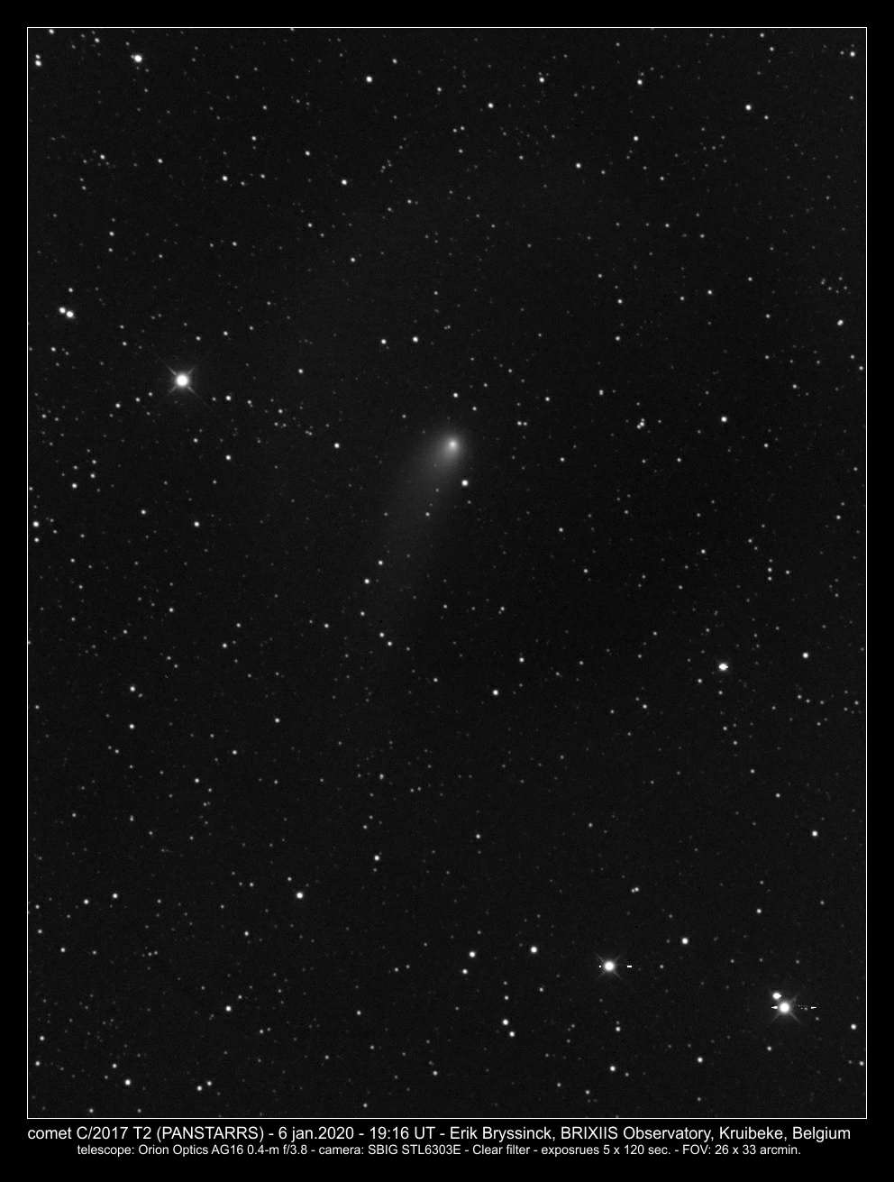 comet C/2017 T2 (PANSTARRS) on 6 jan. 2020 , Erik Bryssinck, BRIXIIS Observatory, B96 observatory
