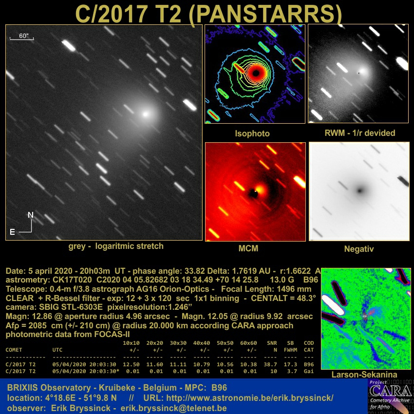 comet C/2017 T2 (PANSTARRS) on 5 april 2020, Erik Bryssinck, BRIXIIS Observatory, B96 observatory