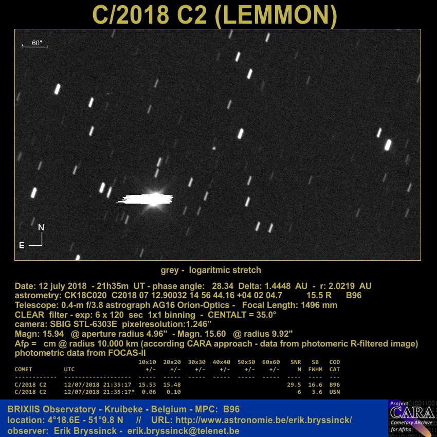 comet C/2018 C2 (LEMMON), 12 july 2018, Erik Bryssinck