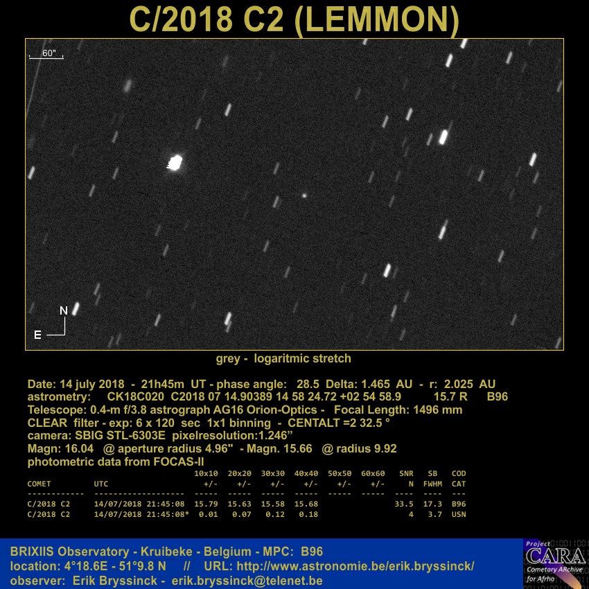 comet C/2018 C2 (LEMMON), 14 july 2018, Erik Bryssinck