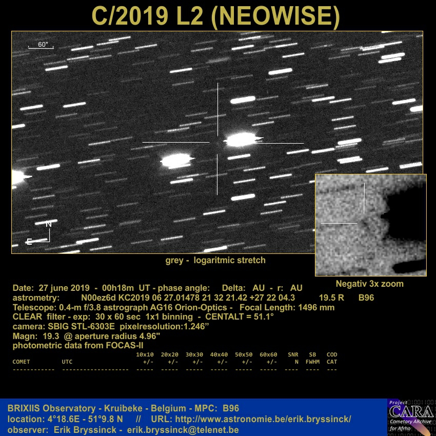 comet C/2019 L2 (NEOWISE), Erik Bryssinck, 27 june 2019