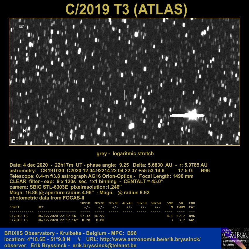 comet C/2019 T3 (ATLAS), 4 dec. 2020, Erik Bryssinck