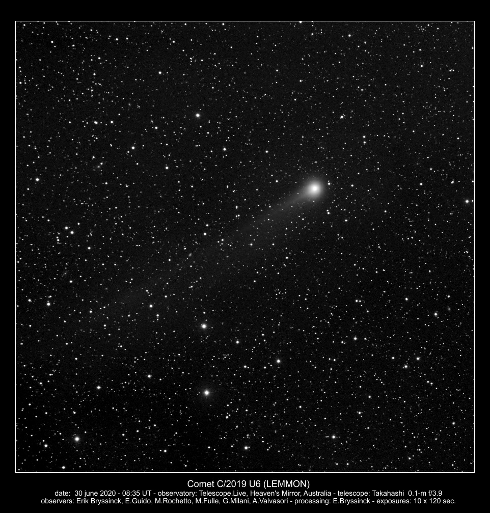 comet C/2019 U6 (LEMMON) on 30 june 2020, Erik Bryssinck, team Telescope.Live