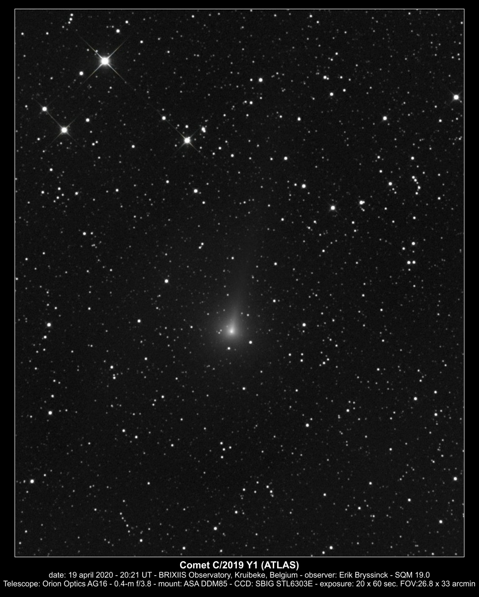 comet C/2019 Y1 (ATLAS) on 19 april, Erik Bryssinck, BRIXIIS Observatory