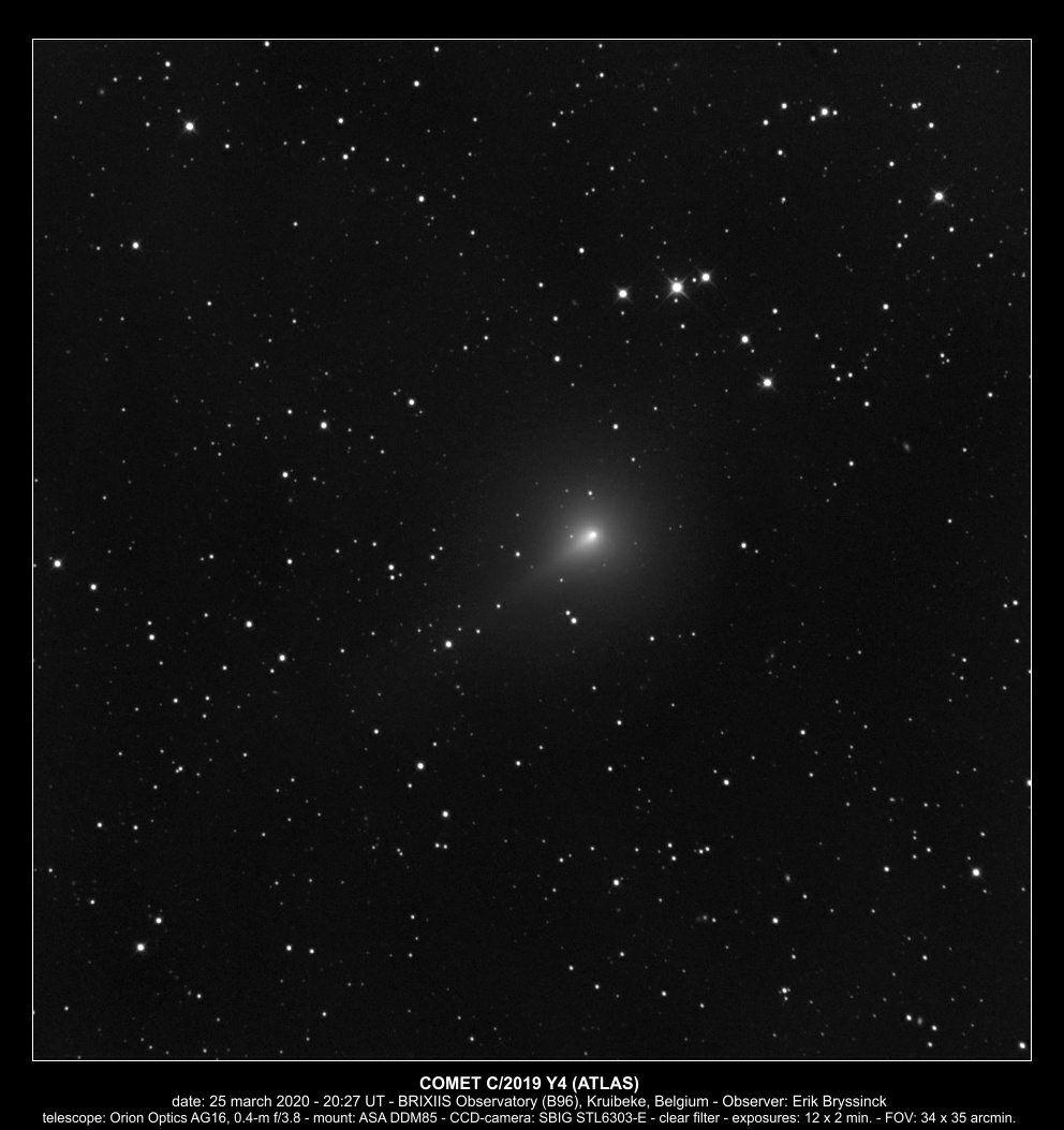 comet C/2019 Y4 on 25 march 2020, Erik Bryssinck, BRIXIIS Observatory, B96 observatory