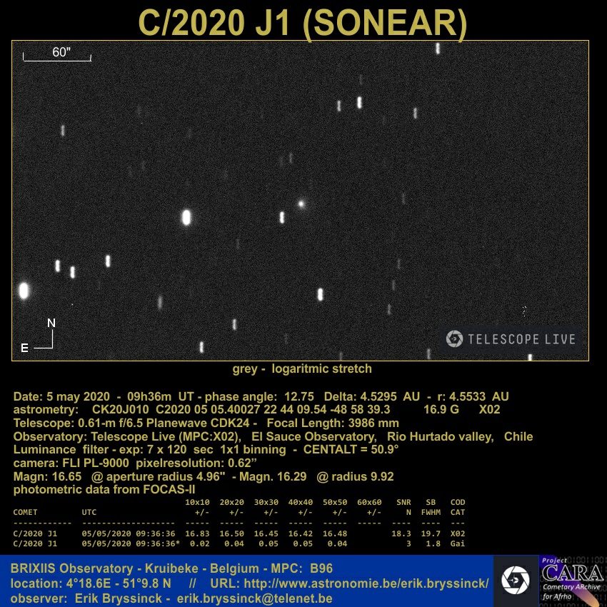 comet C/2020 J1 (SONEAR), 5 may 2020, Erik Bryssinck