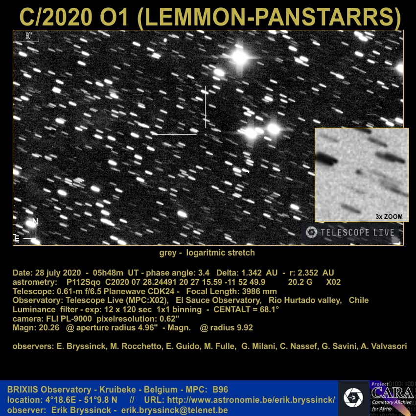 comet C/2020 O1 (LEMMON-PANSTARRS) on 28 july, Erik Bryssinck